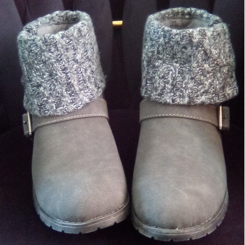 Rocket Dog Womens Taupe Faux Leather Sweater Cuff Ankle Boots C345/0717 Size 8.5